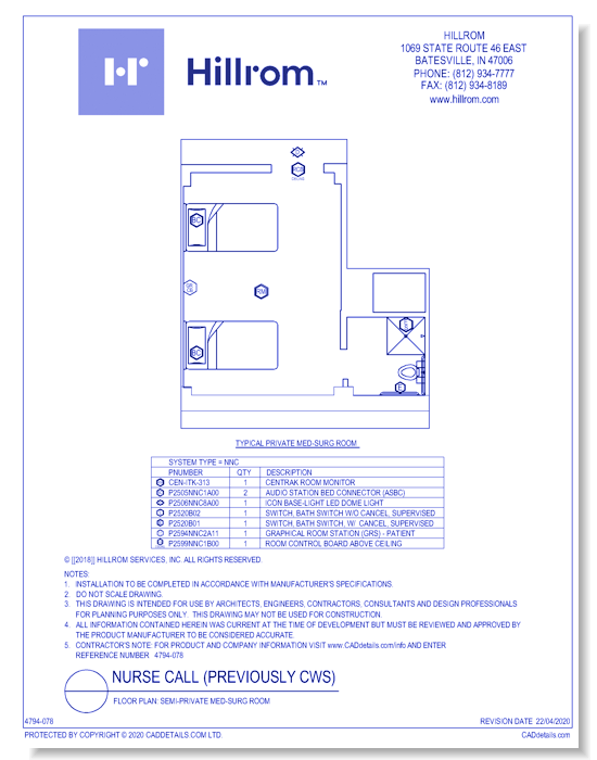 Floor Plan: Semi-Private Med-Surg Room
