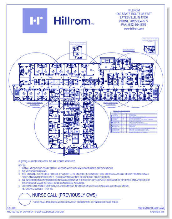 Floor Plan: Med-Surg & ICU/CCU Patient Rooms with Defined Coverage Areas