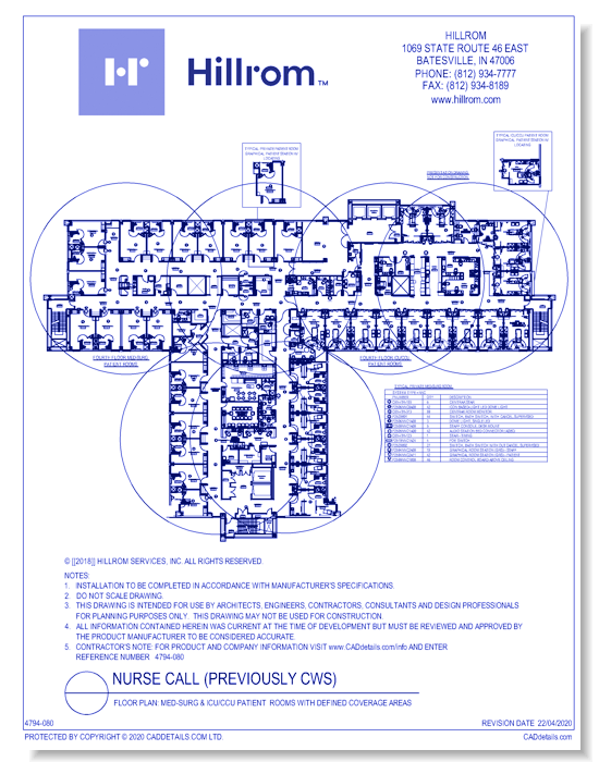 Floor Plan: Med-Surg & ICU/CCU Patient  Rooms with Defined Coverage Areas