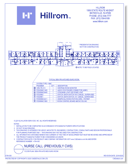 Floor Plan: Semi-Private Med-Surg Room