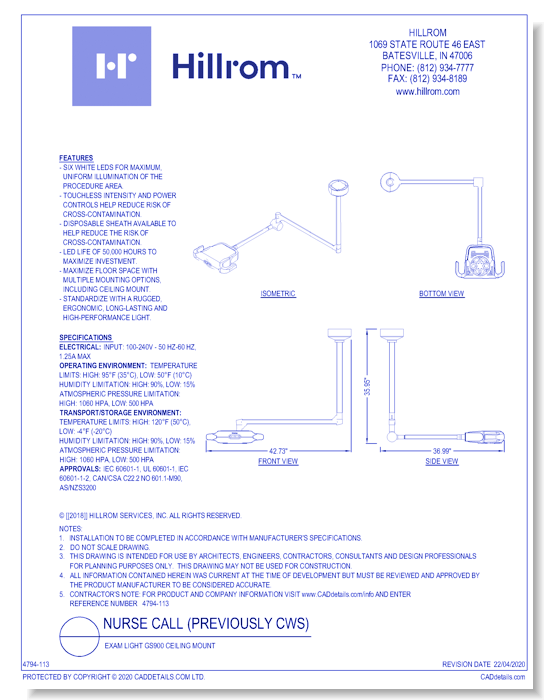 Exam Light GS900 Ceiling Mount