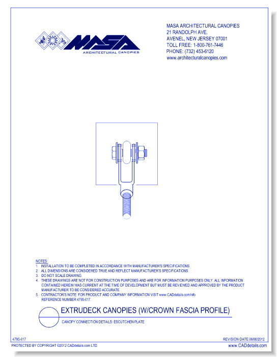 Canopy Connection Details: Escutchen Plate