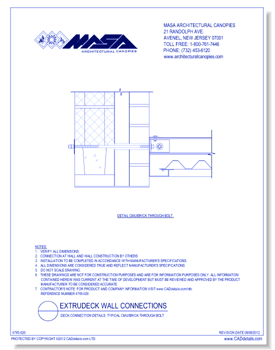 Deck Connection Details: Typical CMU/Brick Through Bolt