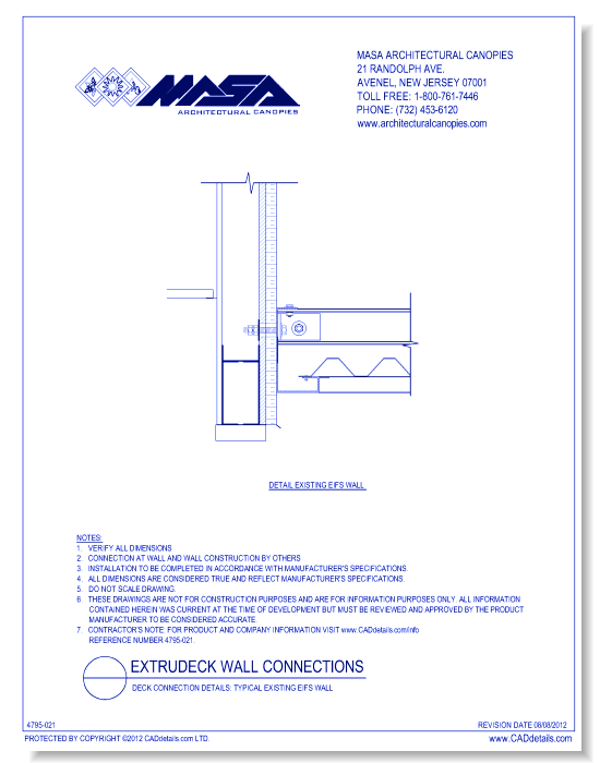 Deck Connection Details: Typical Existing EIFS Wall