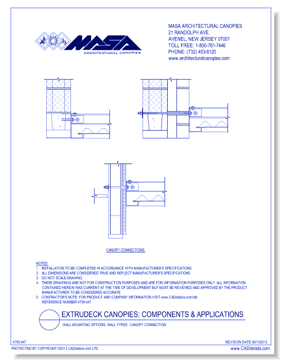 Wall Mounting Options, Wall Types: Canopy Connection