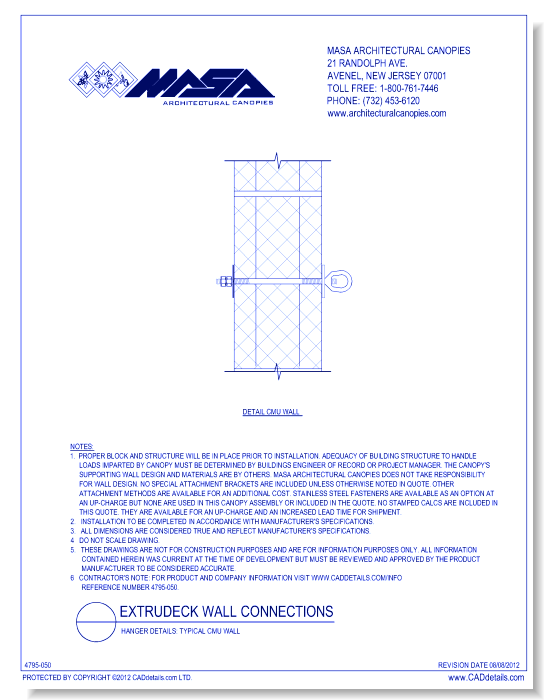 Hanger Connections:Typical CMU Wall