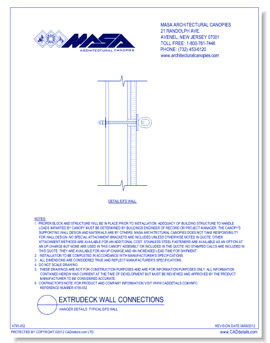 Hanger Connections: Typical EIFS Wall