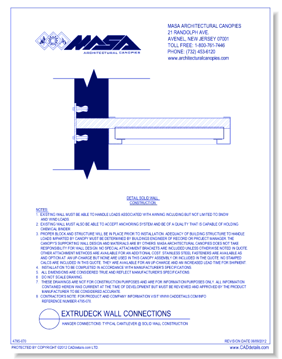 Hanger Connections: Typical Cantilever @ Solid Wall Construction