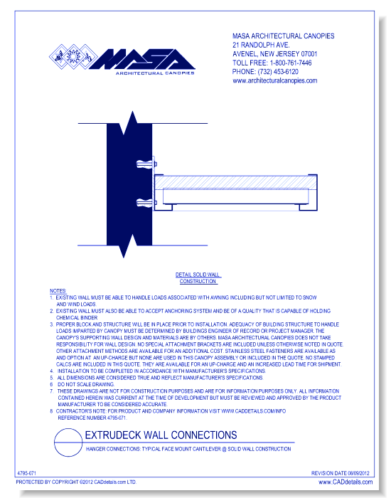 Hanger Connections: Typical Face Mount Cantilever @ Solid Wall Construction