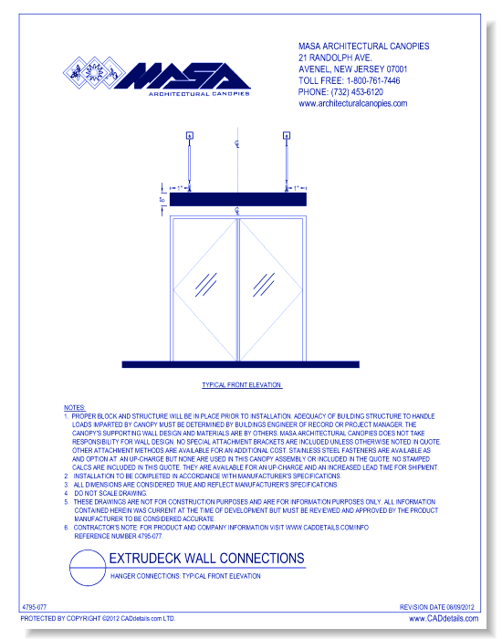 Hanger Connections: Typical Front Elevation