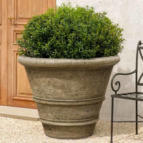 CAD Drawings Campania International Cast Stone Collection: Rustic Rolled Rim Cast Stone Planter