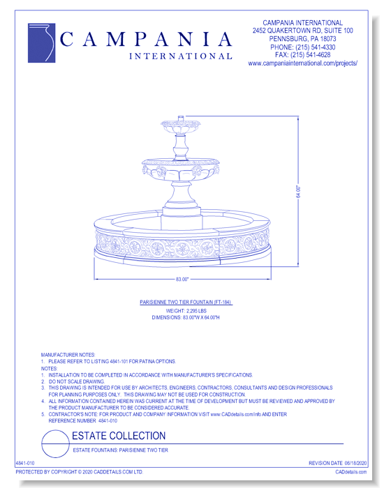 Estate Fountains: Parisienne Two Tier