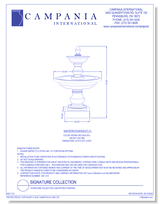 Signature Collection: San Pietro Fountain