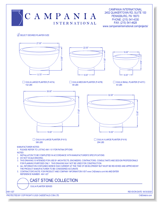 Cast Stone Collection: Giulia Planter Series