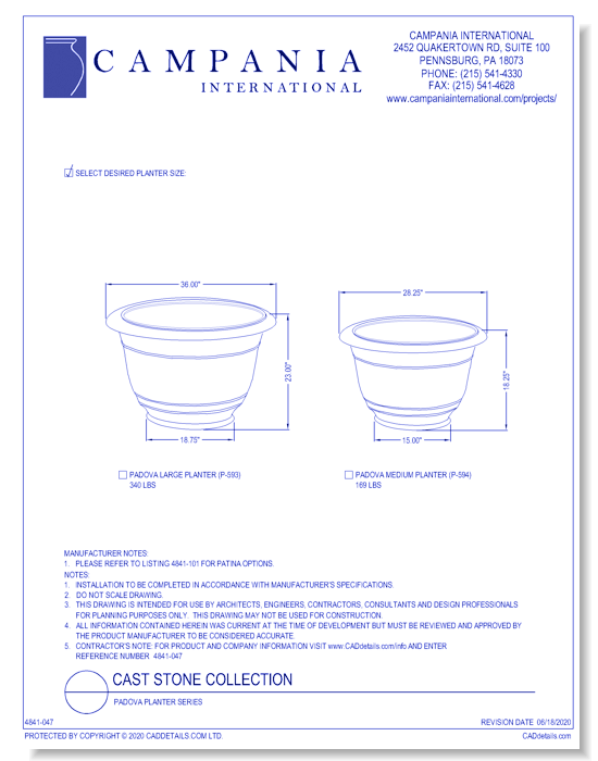 Cast Stone Collection: Padova Planter Series