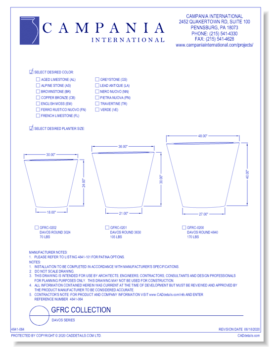 GFRC Collection: Davos Round GFRC Planter