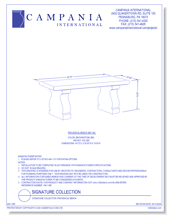 Signature Collection: Provencal Bench