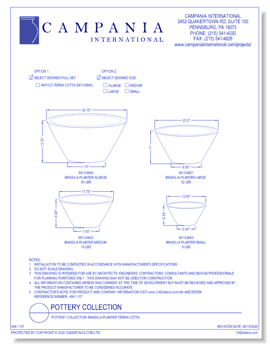 Pottery Collection: Brasilia Planter Terra Cotta