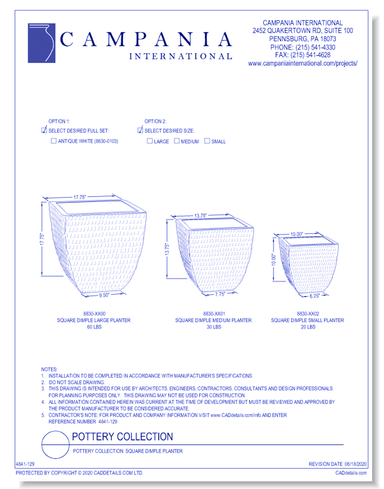 Pottery Collection: Square Dimple Planter