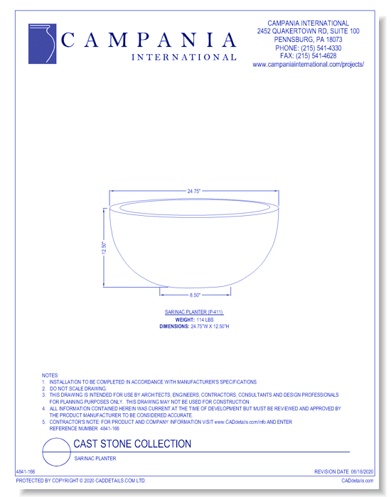 Cast Stone Collection: Sarinac Planter