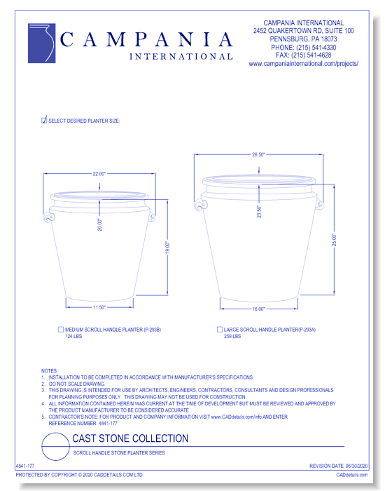 Cast Stone Collection: Scroll Handle Planter Series