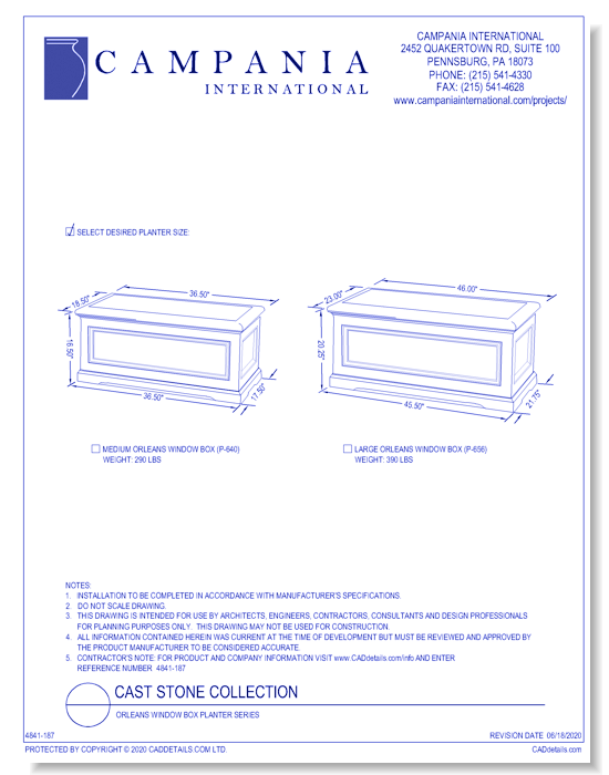 Cast Stone Collection: Orleans Window Box Planter Series