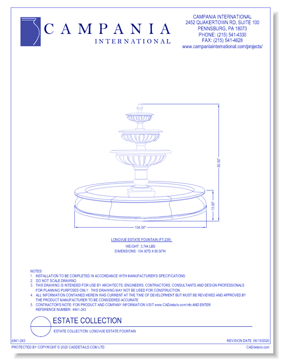 Estate Collection: Longvue Estate Fountain