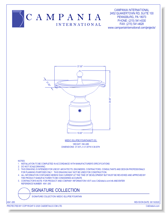 Signature Collection: Medici Ellipse Fountain