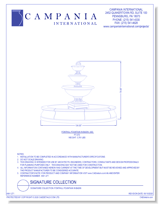 Signature Collection: Fonthill Fountain in Basin