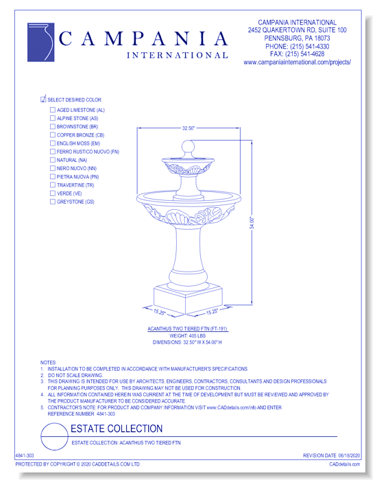 Estate Collection: Acanthus Two Tiered Fountain