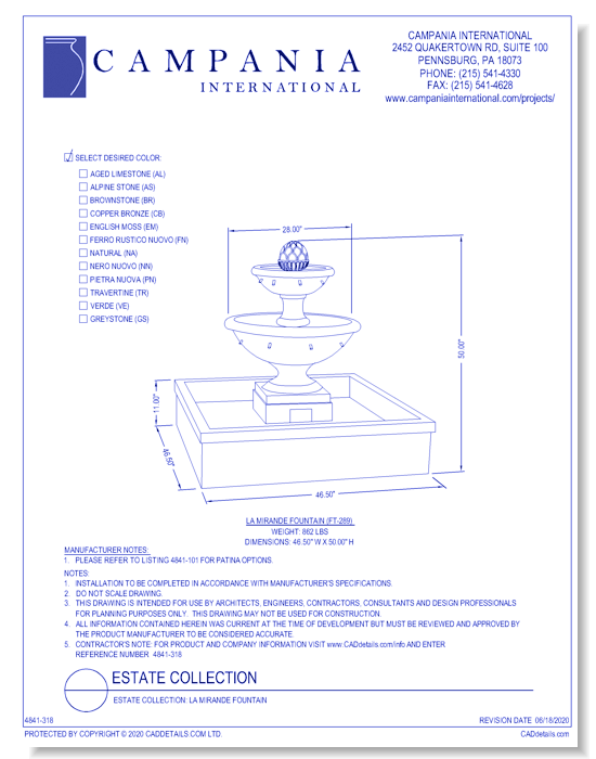 Estate Collection: La Mirande Fountain