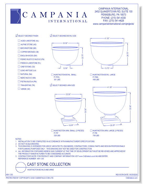 Cast Stone Collection: Huntington Bowls and Urns