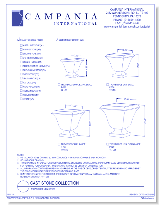 Cast Stone Collection: Trowbridge Urn Series