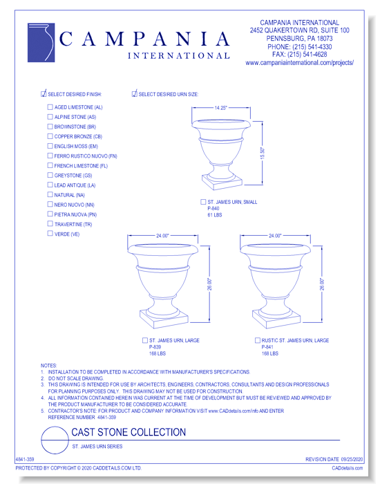 Cast Stone Collection: St. James Urn Series