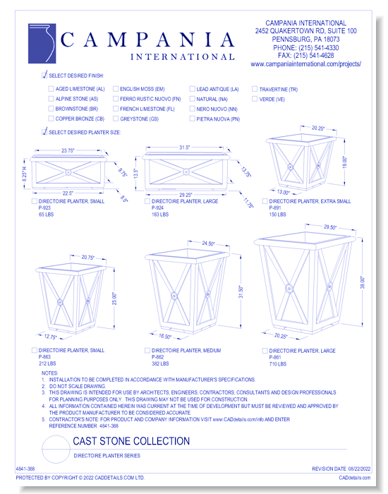 Cast Stone Collection: Directoire Planter Series