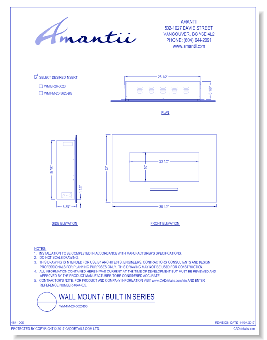 Wall Mount / Built In Series: WM-FM-26-3623-BG