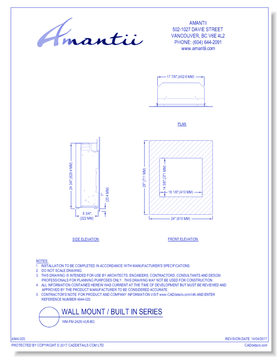 Wall Mount / Built In Series: WM-BI-2428-VLR-BG