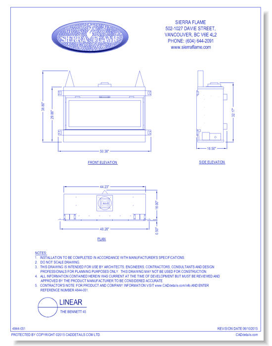 Linear Gas Fireplace: The Bennett 45