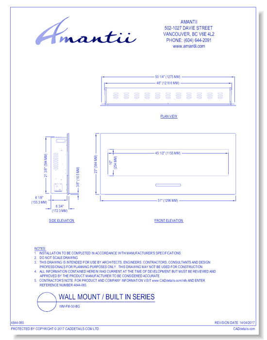 Wall Mount / Built In Series: WM-FM-50-BG