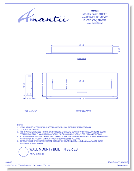 Wall Mount / Built In Series: WM-FM-60-7023-BG