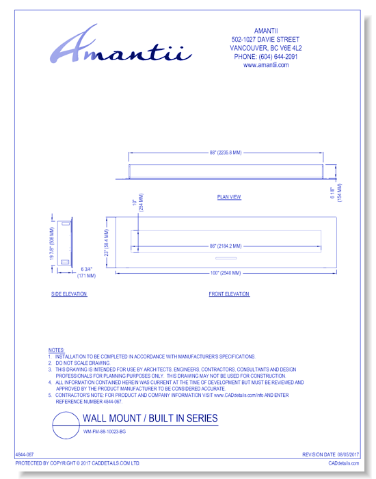 Wall Mount / Built In Series: WM-FM-88-10023-BG