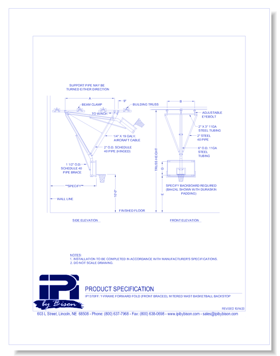 IP1370FF: Forward Fold (Front Braced), Mitered Mast