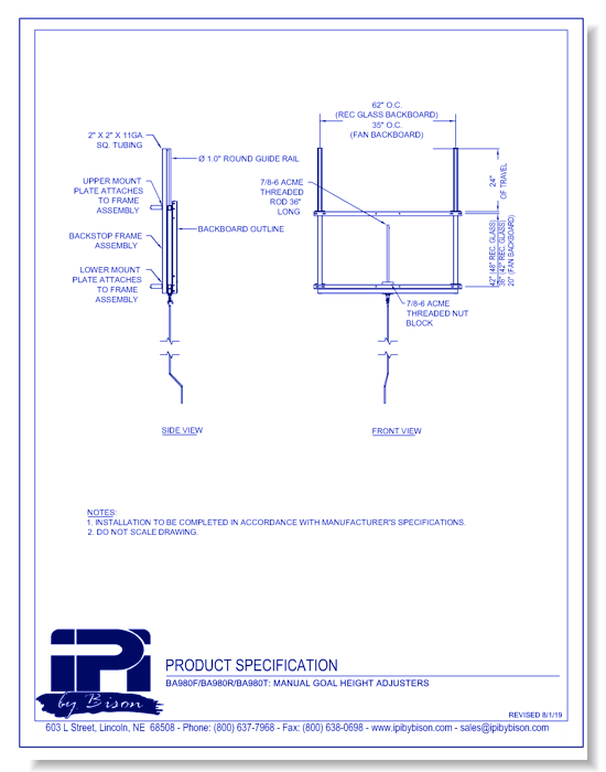 BA980RS: Manual Goal Height Adjusters