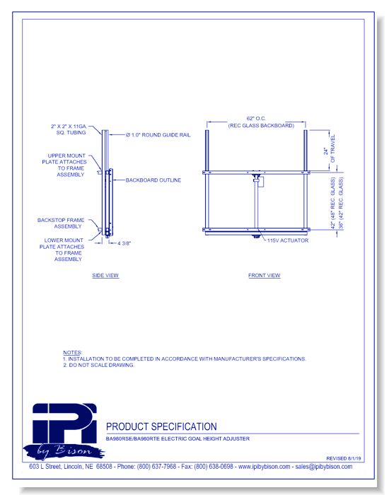 BA980RSE: Electric Goal Height Adjusters