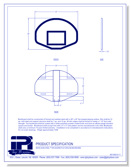 BA495: Fan-Shaped Steel Front Mount Board