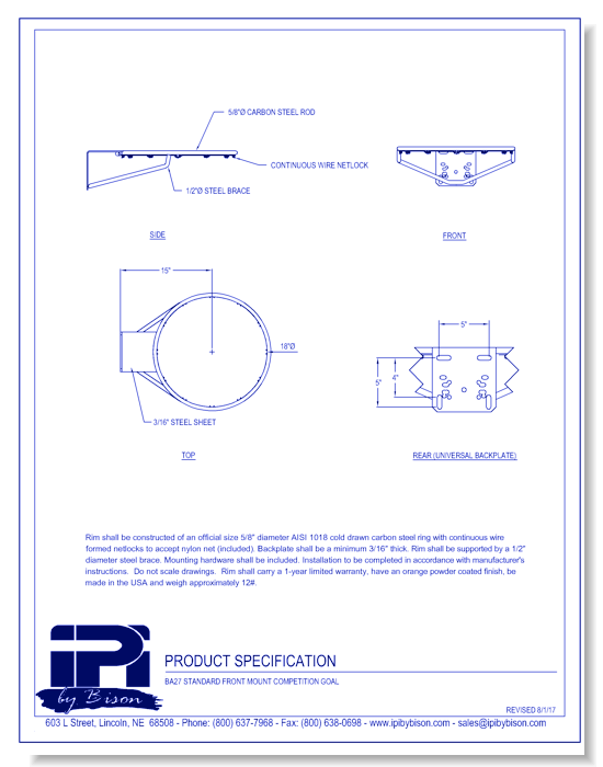 BA27: Standard Front Mount Goal
