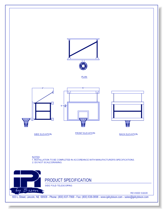 Wall Mount Basketball Backstops: Side Fold Telescoping