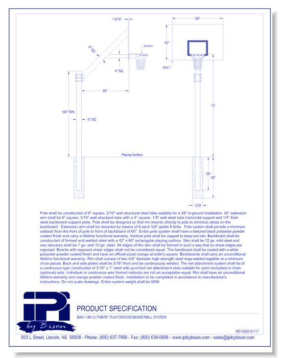 BA871: Ultimate 6" Pole, Steel Board