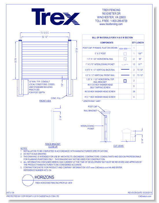 Trex Horizons Fencing Profile View