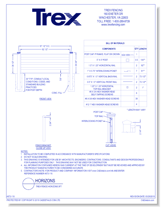 Trex Fence Horizons 3ft